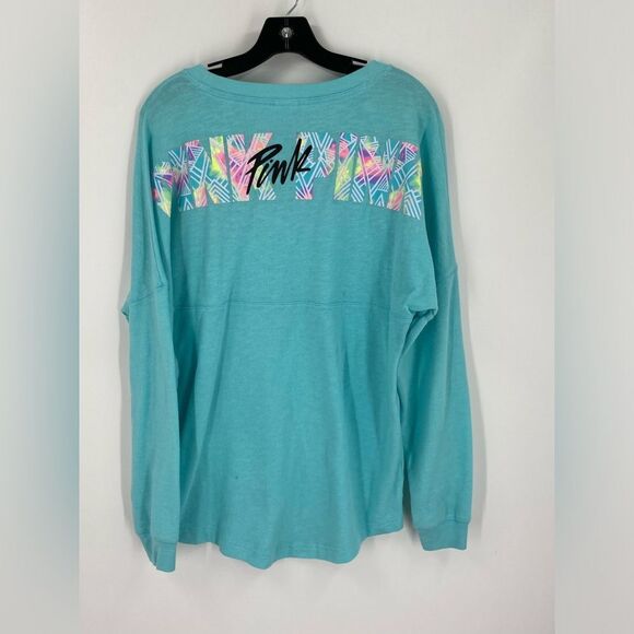 Victoria's Secret PINK Aqua Long Sleeve Top Oversized size M - Picture 4 of 4